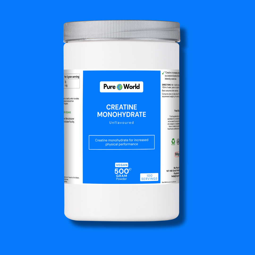 Creatine Monohydrate by My Pure World for strength, muscle growth, and athletic performance.